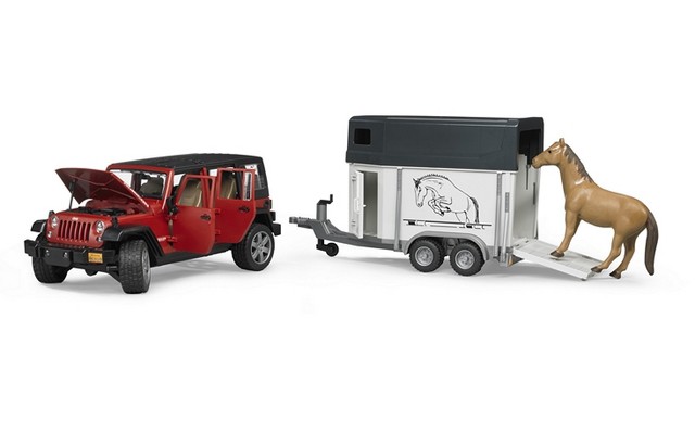 Bruder Jeep Wrangler Unlimited Rubicon with trailer and Horse