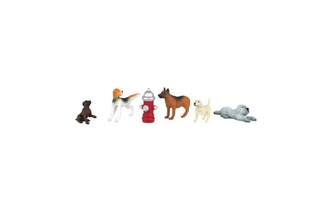 Bachman HO Scene Scapes Dogs with Fire Hydrant (6pc)