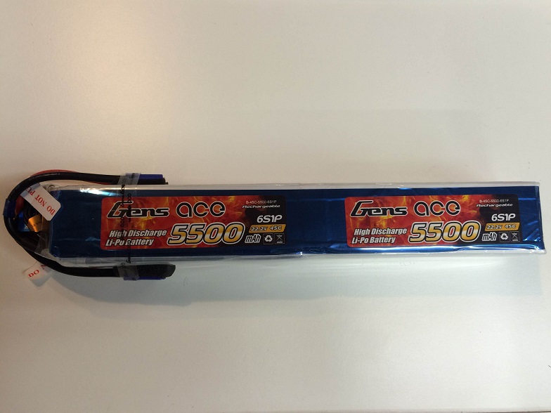 Gens Ace 12S1P 5500mAh 44.4V 45-90C Lipo battery pack