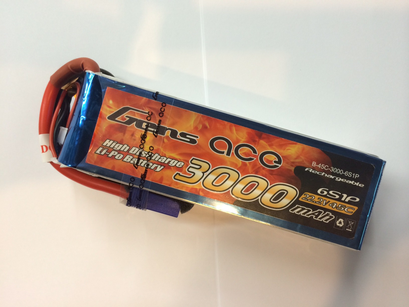Gens Ace 6S1P 3000mAh 22.2V 45-90C Lipo battery pack