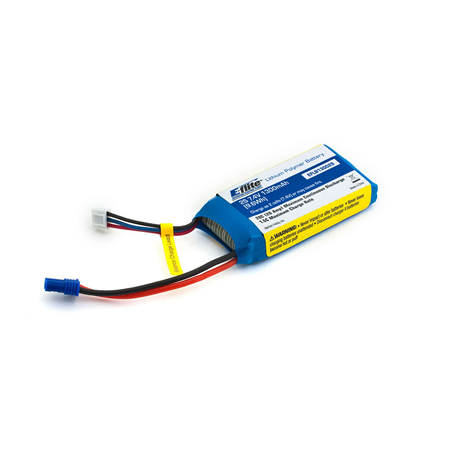 E-flite 1300mAh 2S 7.4V 20C LiPo, 18 AWG EC2