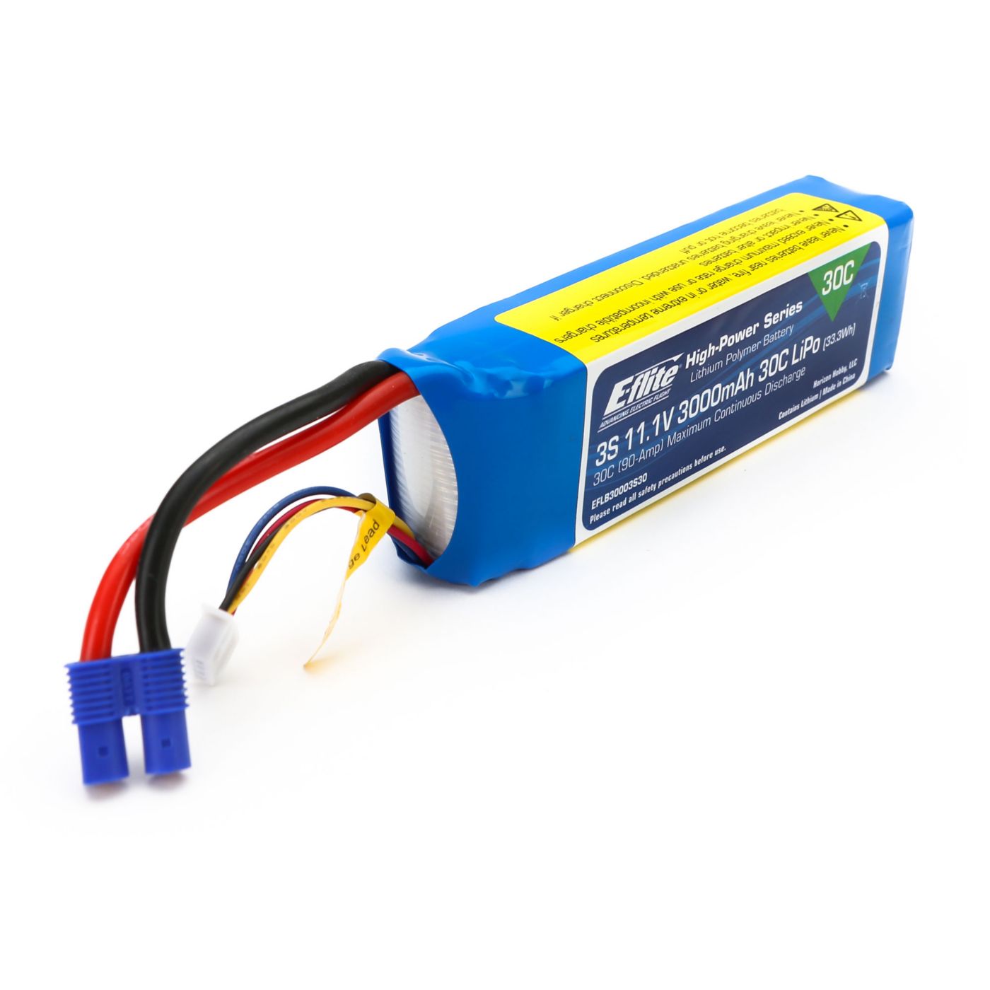 E-flite 3000mAh 3S 11.1V 30C LiPo, 12AWG EC3