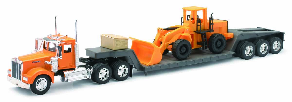 New-Ray 1/32 Kenworth W900 with Lowboy Trailer & Wheel Loader