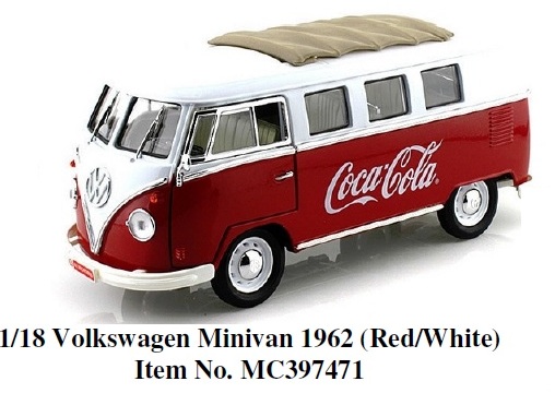 Motor City Classics Coca-Cola 1/18 Volkswagen Minivan 1962 (Red/