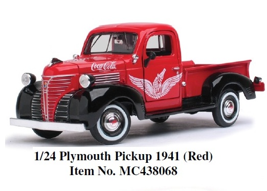 Motor City Classics Coca-Cola 1/24 Plymouth Pickup 1941 (Red)